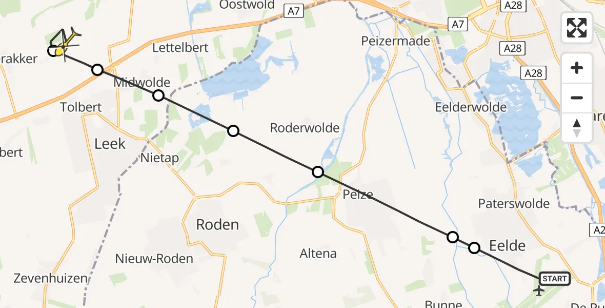 Routekaart van de vlucht: Lifeliner 4 naar Tolbert, Hoofdweg