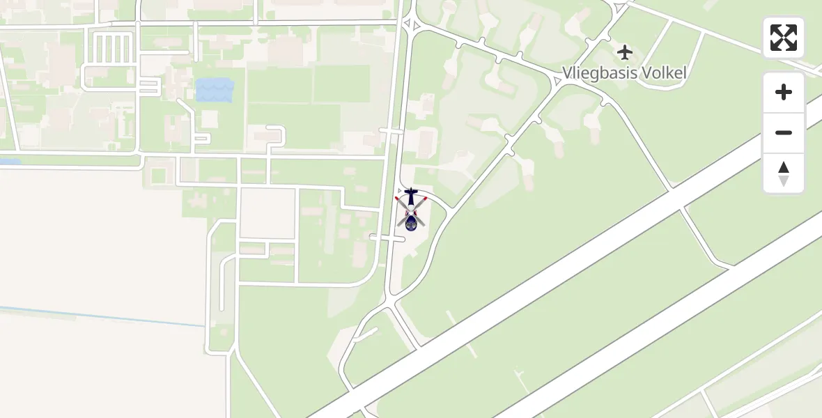 Routekaart van de vlucht: Politiehelikopter naar Vliegbasis Volkel