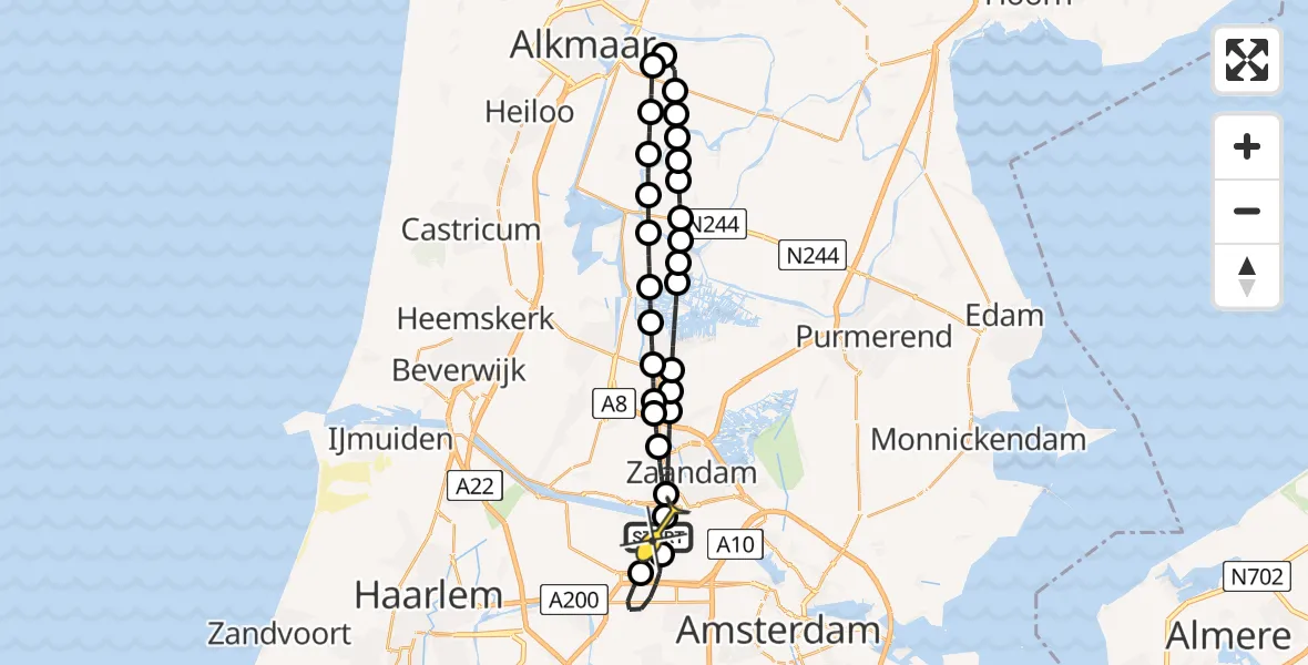 Routekaart van de vlucht: Lifeliner 1 naar Amsterdam Heliport, Westpoort