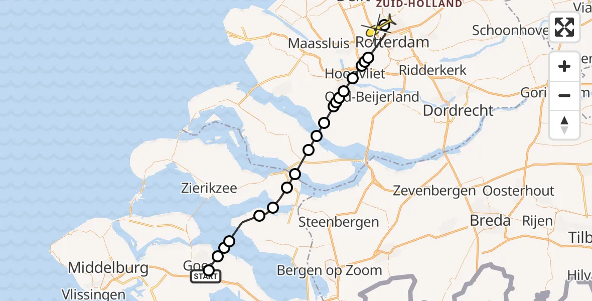 Routekaart van de vlucht: Lifeliner 2 naar Rotterdam The Hague Airport, Oostmolenweg