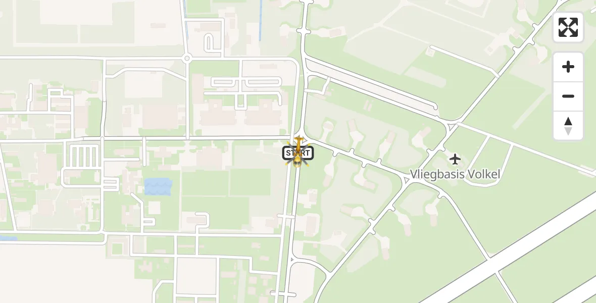 Vluchtroute Traumahelikopter van Vliegbasis Volkel naar Vliegbasis Volkel