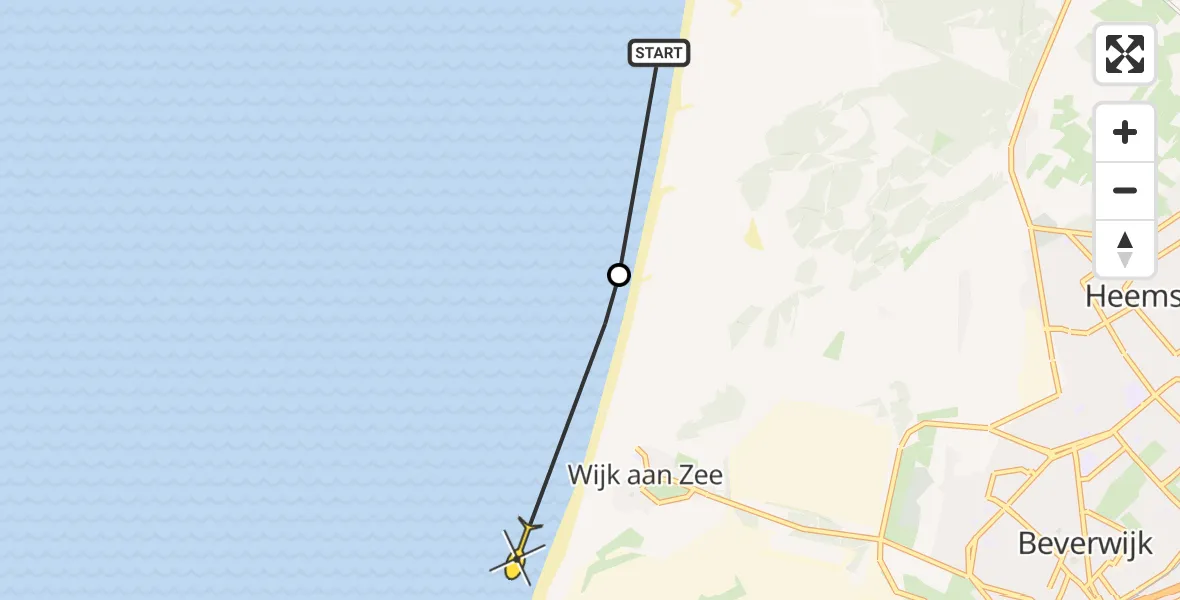 Routekaart van de vlucht: Politiehelikopter naar Velsen-Noord, Van Oldenborghweg