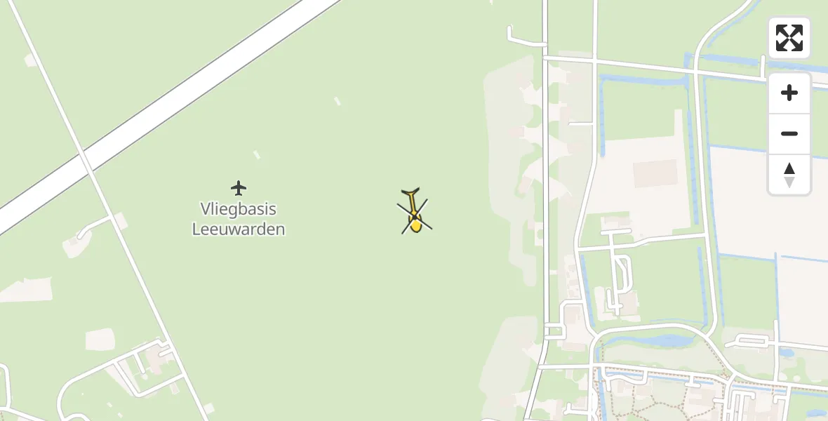 Vluchtroute Ambulancehelikopter van Vliegbasis Leeuwarden naar Vliegbasis Leeuwarden