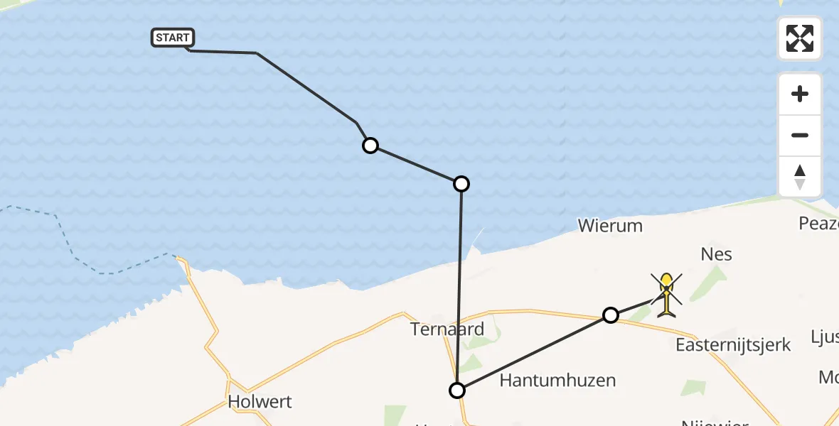 Routekaart van de vlucht: Ambulanceheli naar Nes, Wiesterwei