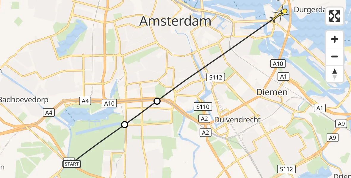 Routekaart van de vlucht: Politieheli naar Amsterdam, Heuveltocht