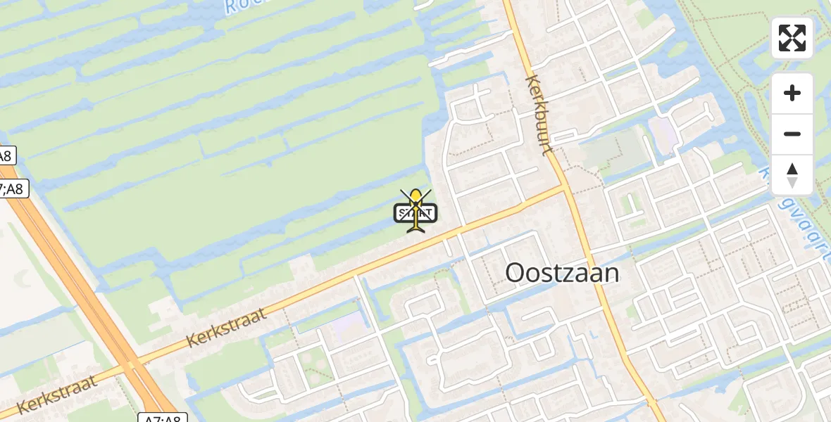 Routekaart van de vlucht: Lifeliner 1 naar Oostzaan, Kerkstraat