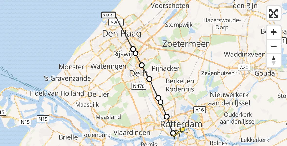 Routekaart van de vlucht: Lifeliner 2 naar Erasmus MC, Zutfensestraat