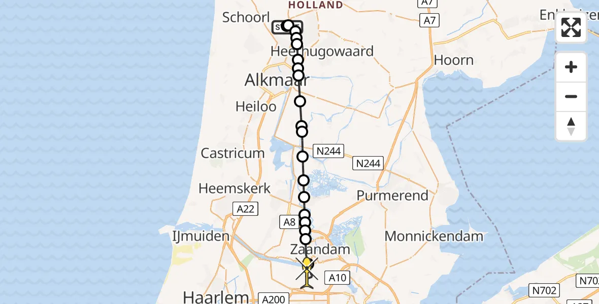 Routekaart van de vlucht: Lifeliner 1 naar Amsterdam Heliport, Veertweg