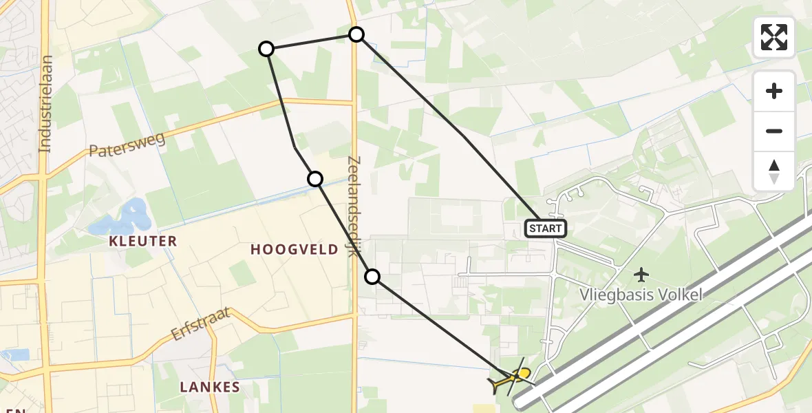 Routekaart van de vlucht: Lifeliner 3 naar Vliegbasis Volkel, Boekelsedijk