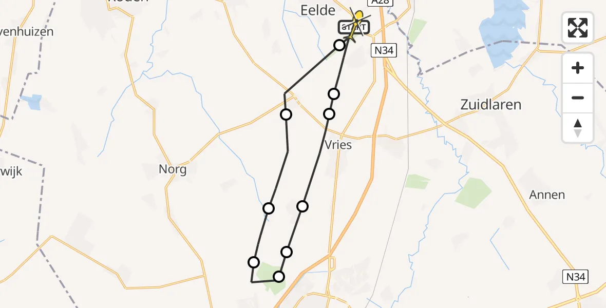 Routekaart van de vlucht: Lifeliner 4 naar Groningen Airport Eelde, Moespot