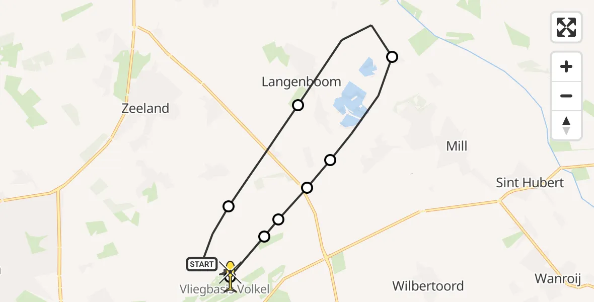 Routekaart van de vlucht: Lifeliner 3 naar Vliegbasis Volkel, Trentsedijk