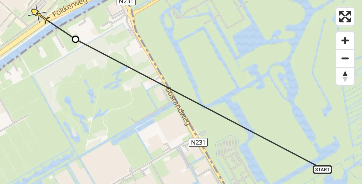 Routekaart van de vlucht: Politiehelikopter naar Schiphol, Mr. Jac. Takkade
