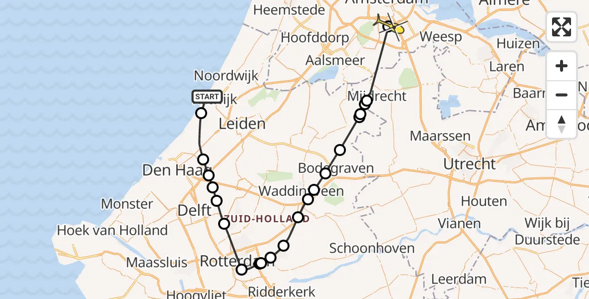 Routekaart van de vlucht: Politiehelikopter naar Amsterdam, Rijwielpad Zuidduinen