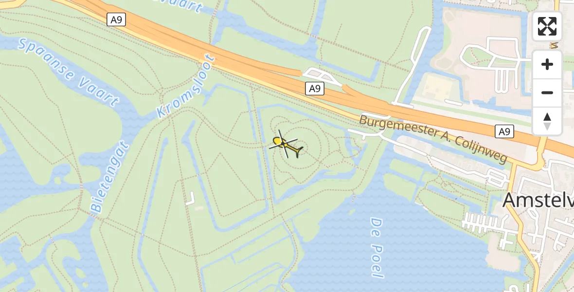 Routekaart van de vlucht: Politiehelikopter naar Amstelveen
