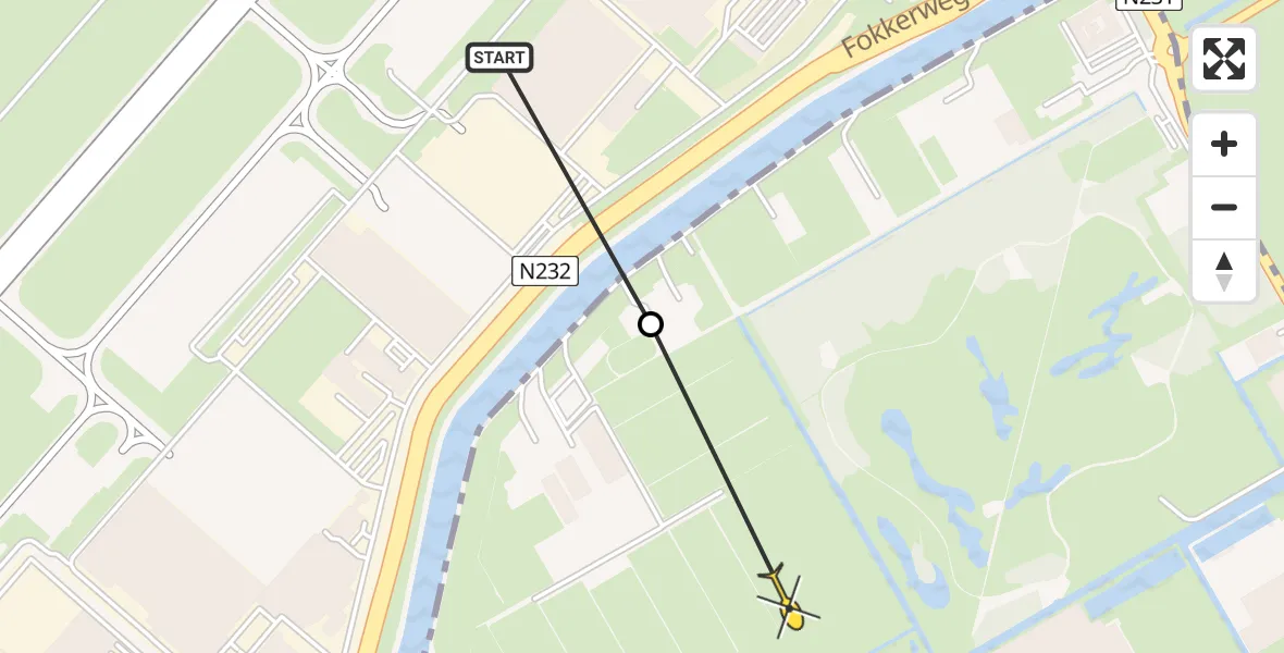 Routekaart van de vlucht: Politiehelikopter naar Aalsmeer, Kleine Bospad