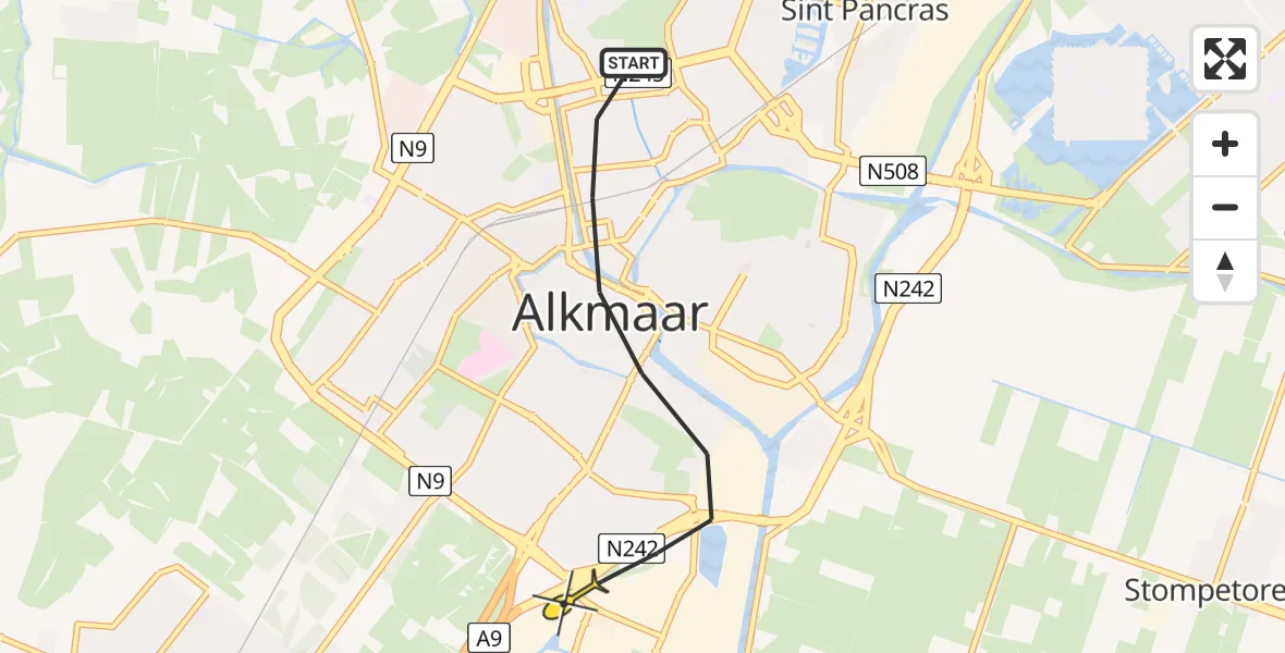 Routekaart van de vlucht: Lifeliner 1 naar Alkmaar, Rozenbottel