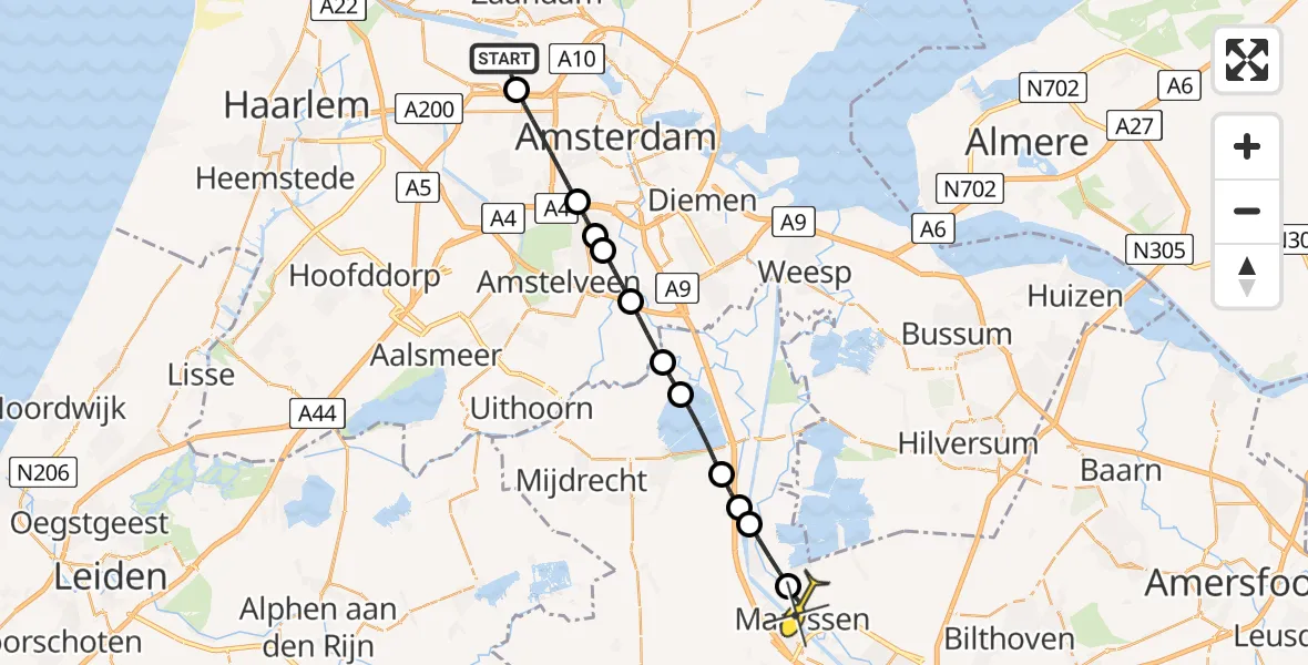 Routekaart van de vlucht: Lifeliner 1 naar Maarssen, Corsicaweg