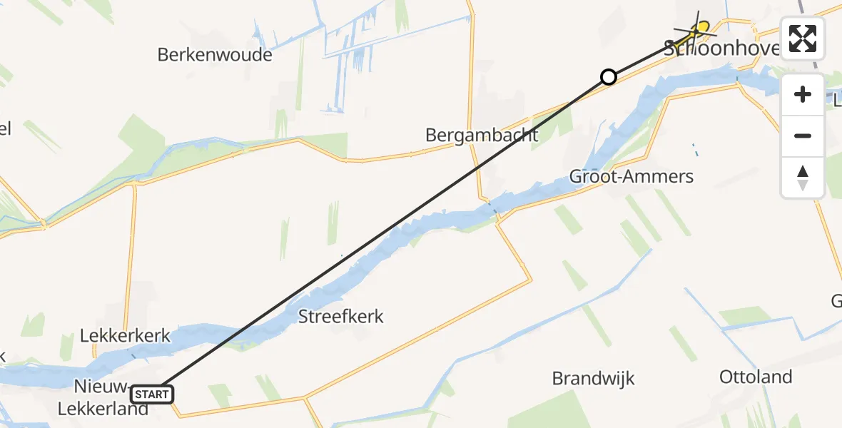 Routekaart van de vlucht: Politiehelikopter naar Schoonhoven, Provincialeweg