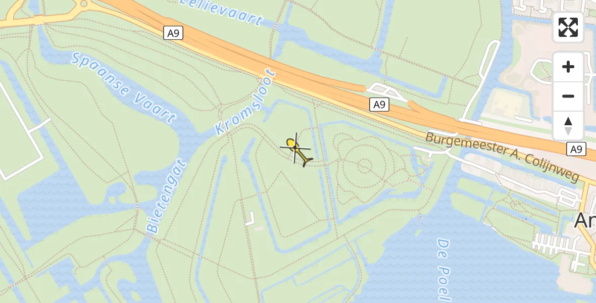 Routekaart van de vlucht: Politiehelikopter naar Amstelveen