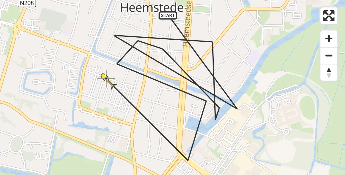 Routekaart van de vlucht: Politiehelikopter naar Heemstede, Iepenlaan