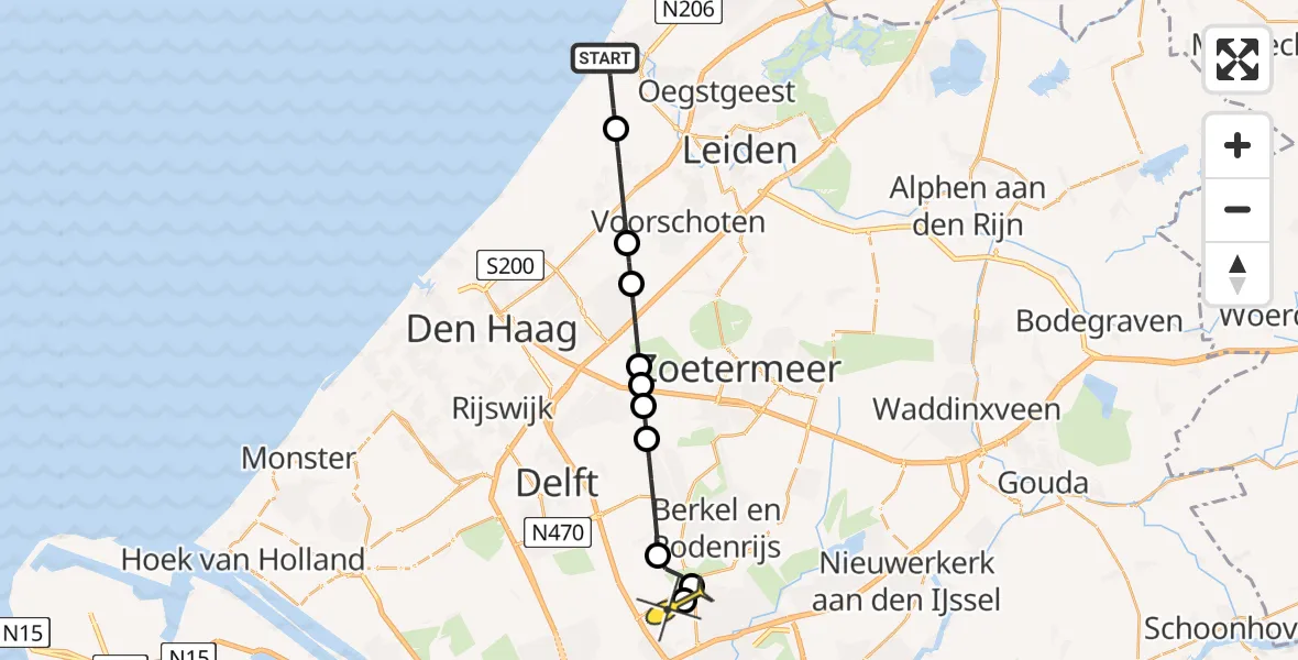 Routekaart van de vlucht: Lifeliner 2 naar Rotterdam The Hague Airport, Laan van Nieuw-Zuid