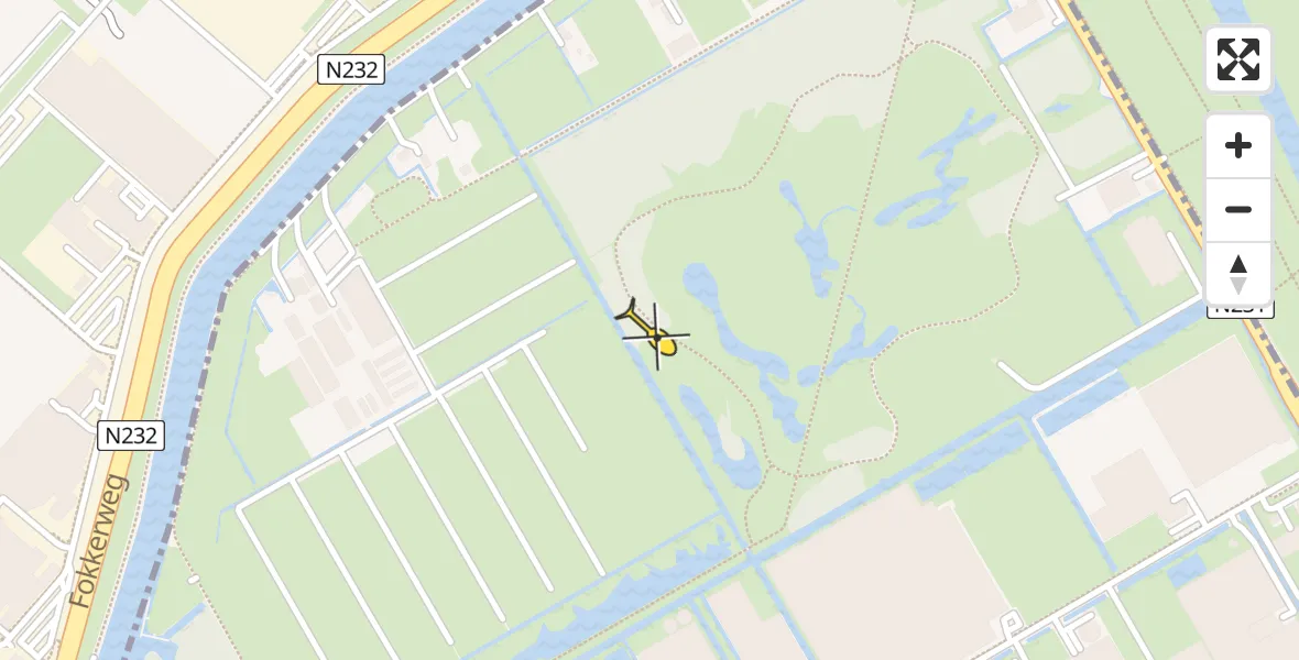 Routekaart van de vlucht: Politiehelikopter naar Aalsmeer