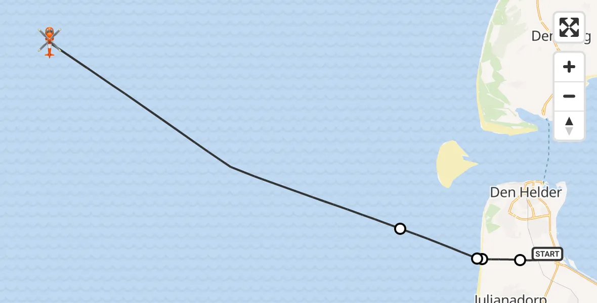 Vluchtroute Kustwachthelikopter Vliegveld De Kooy - , 17 juli 2024, 14:07