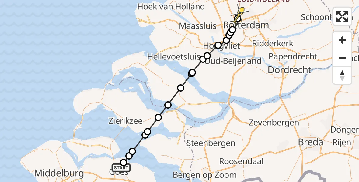 Routekaart van de vlucht: Lifeliner 2 naar Rotterdam The Hague Airport, Kooiweg