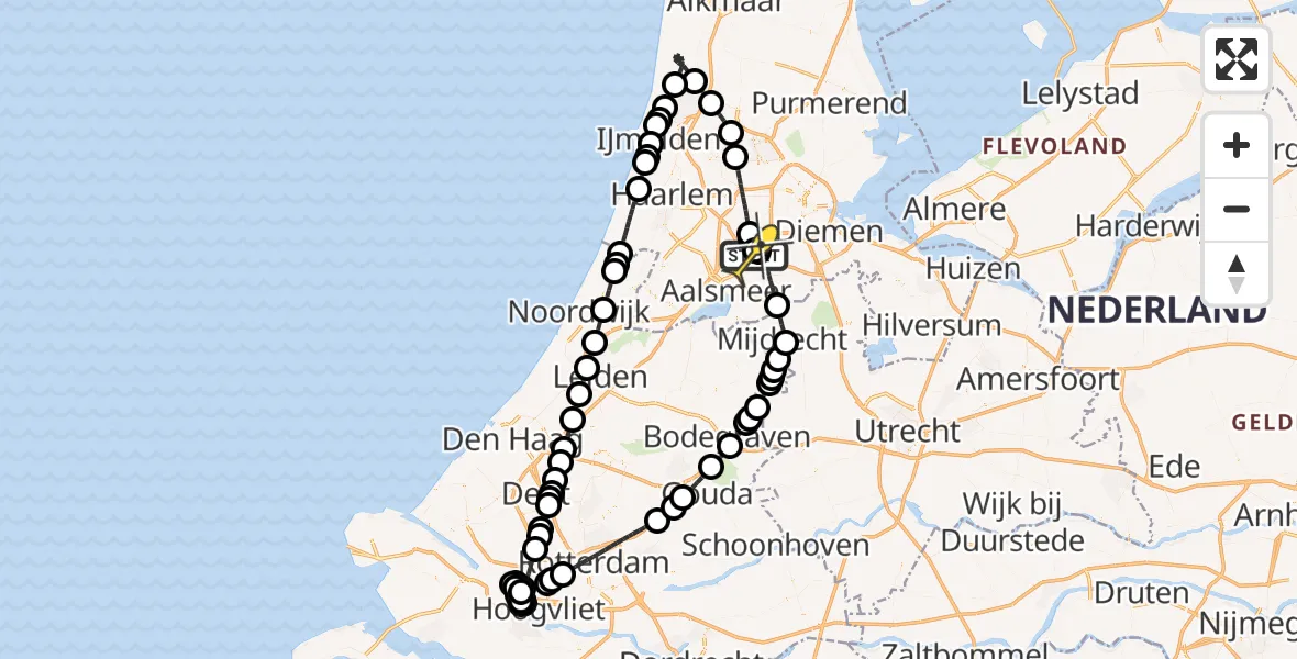 Vluchtroute Politiehelikopter van Schiphol naar Schiphol