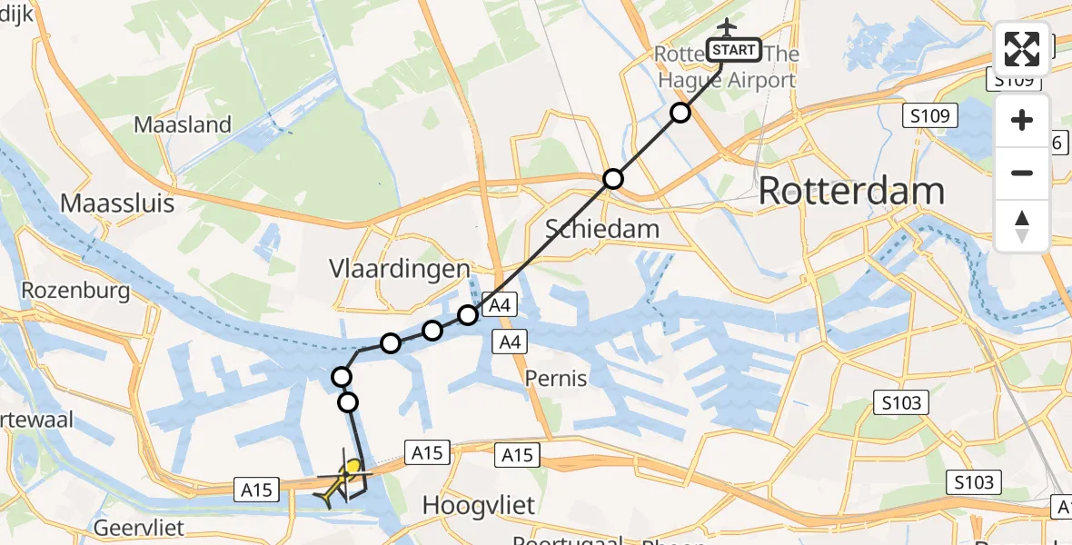 Routekaart van de vlucht: Lifeliner 2 naar Botlek, Rosarium