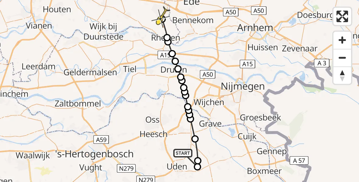 Routekaart van de vlucht: Lifeliner 3 naar Veenendaal, Zeelandsedijk