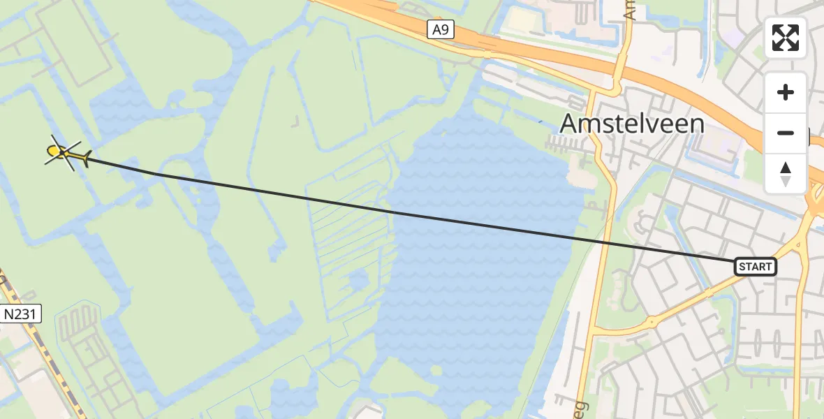 Routekaart van de vlucht: Politiehelikopter naar Amstelveen, Kleine Noorddijk