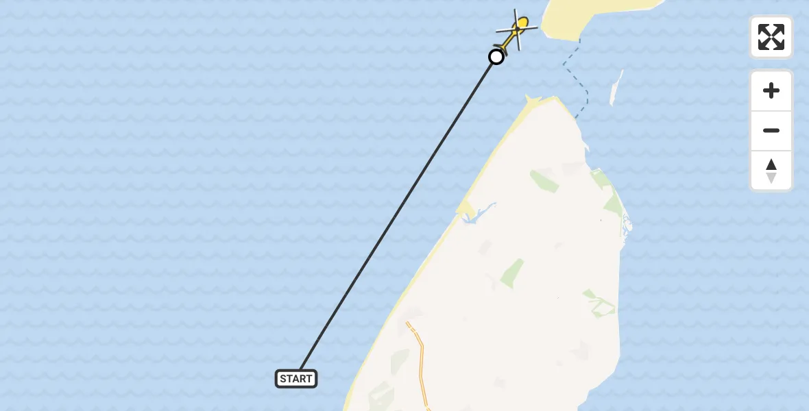 Routekaart van de vlucht: Politiehelikopter naar De Cocksdorp