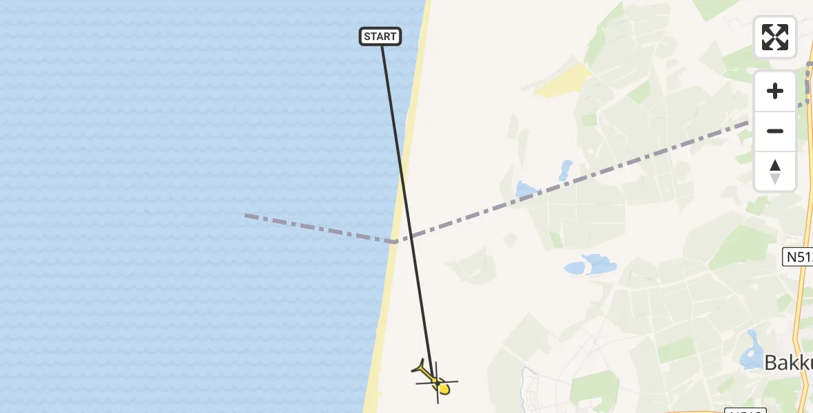 Routekaart van de vlucht: Politiehelikopter naar Castricum, Strandslag 37