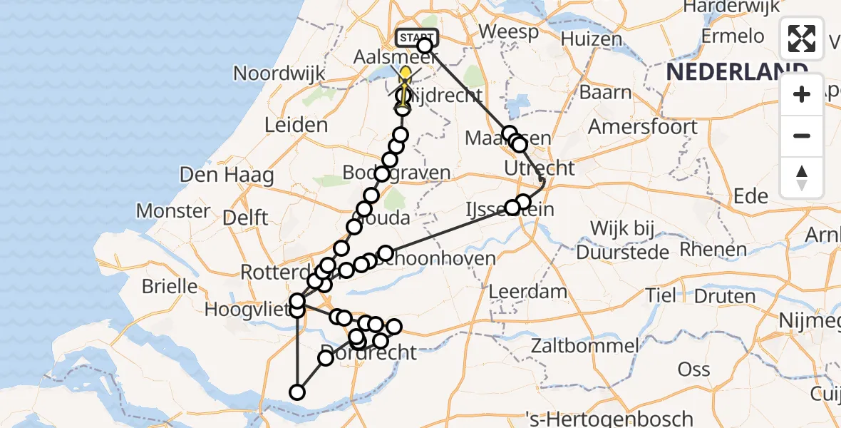 Routekaart van de vlucht: Politiehelikopter naar Nieuwveen, Rietwijkeroordweg