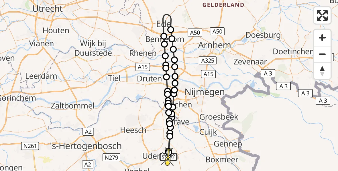 Routekaart van de vlucht: Lifeliner 3 naar Vliegbasis Volkel, Trentse Bossen