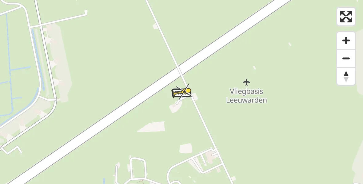 Vluchtroute Ambulancehelikopter van Vliegbasis Leeuwarden naar Vliegbasis Leeuwarden