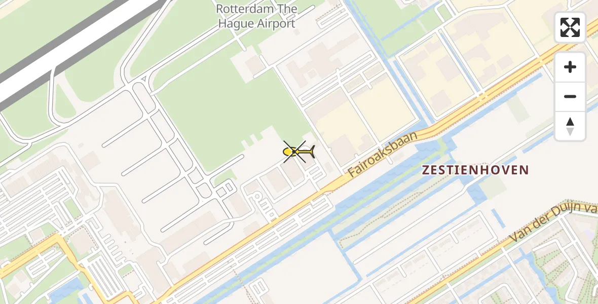 Routekaart van de vlucht: Politiehelikopter naar Rotterdam The Hague Airport