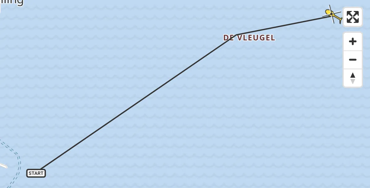 Routekaart van de vlucht: Ambulancehelikopter naar West-Terschelling, De Vleugel