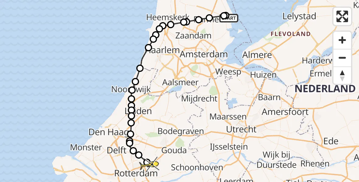 Routekaart van de vlucht: Lifeliner 2 naar Rotterdam, Beitelstraat