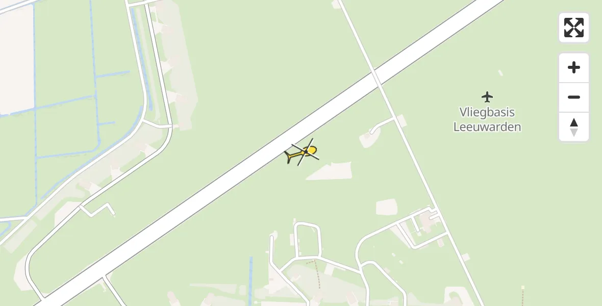 Vluchtroute Ambulancehelikopter van Vliegbasis Leeuwarden naar Vliegbasis Leeuwarden