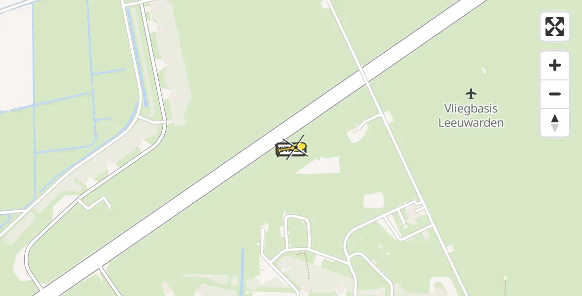 Routekaart van de vlucht: Ambulancehelikopter naar Vliegbasis Leeuwarden, Keegsdijkje