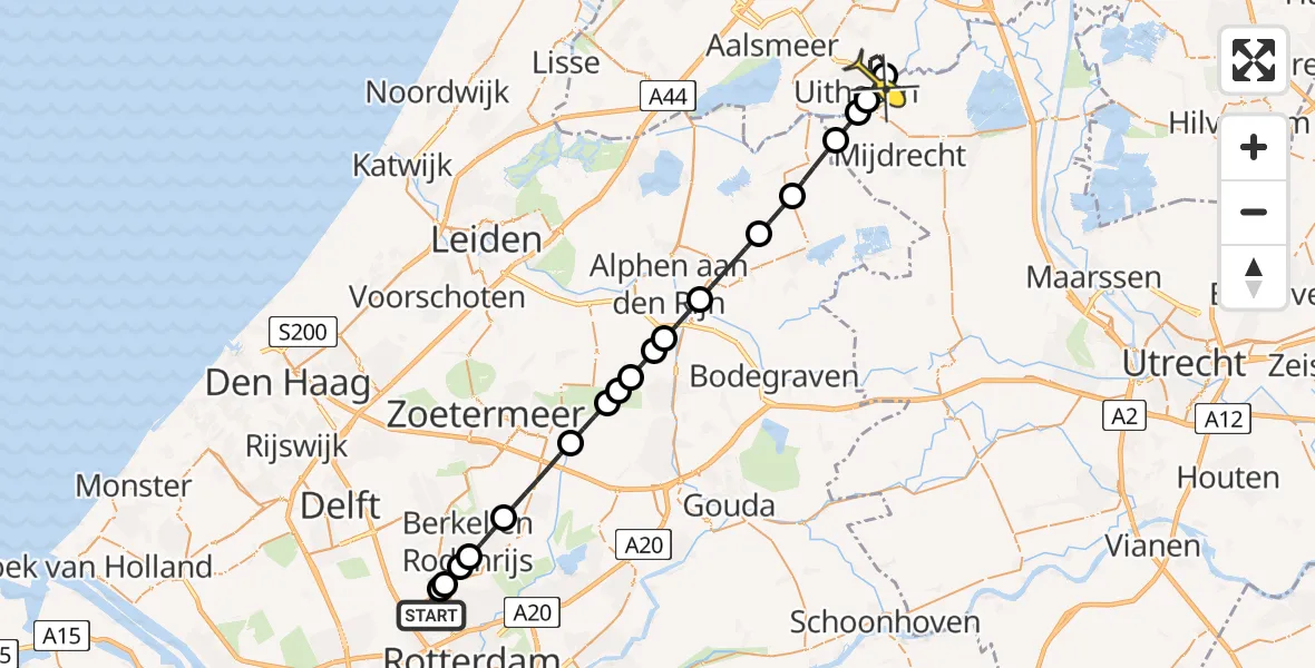 Routekaart van de vlucht: Lifeliner 2 naar Amstelveen