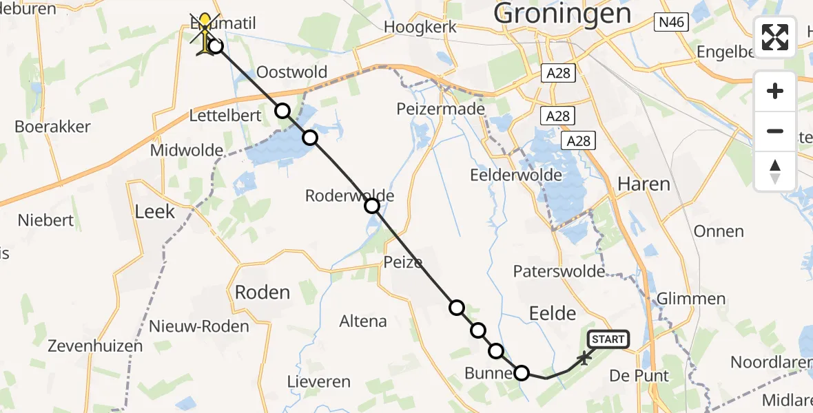 Routekaart van de vlucht: Lifeliner 4 naar Enumatil, Lugtenbergerweg