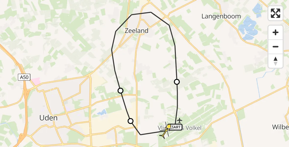 Routekaart van de vlucht: Lifeliner 3 naar Vliegbasis Volkel, Millsebaan