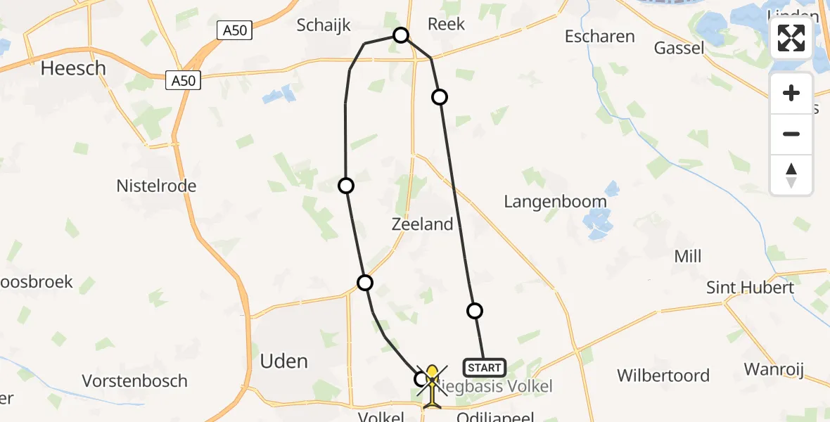 Routekaart van de vlucht: Lifeliner 3 naar Vliegbasis Volkel, Trentse Bossen