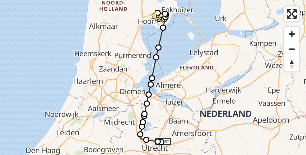 Routekaart van de vlucht: Lifeliner 1 naar Wijdenes, Groenekanseweg