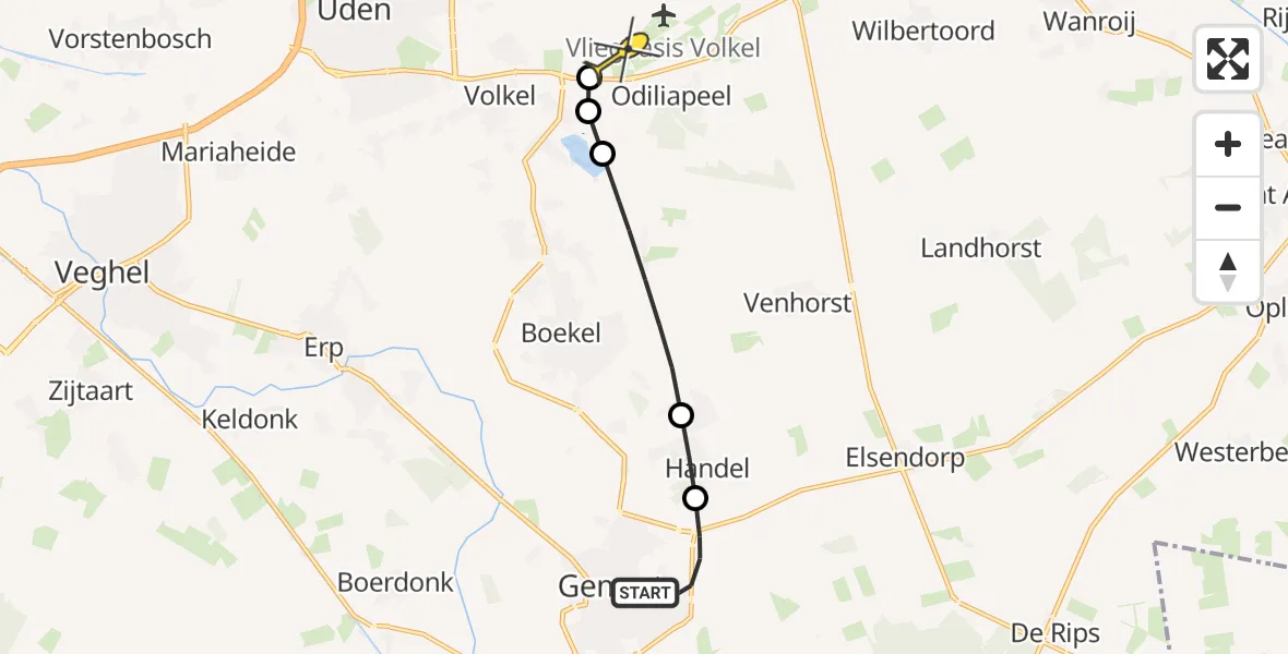 Routekaart van de vlucht: Lifeliner 3 naar Vliegbasis Volkel, Mark