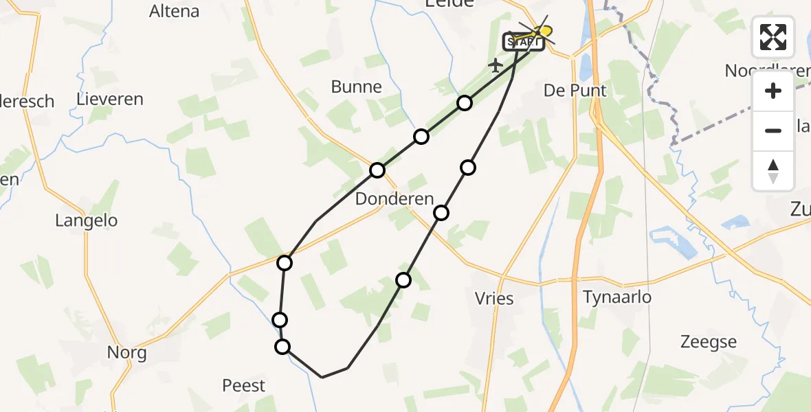 Routekaart van de vlucht: Lifeliner 4 naar Groningen Airport Eelde, Norgerweg