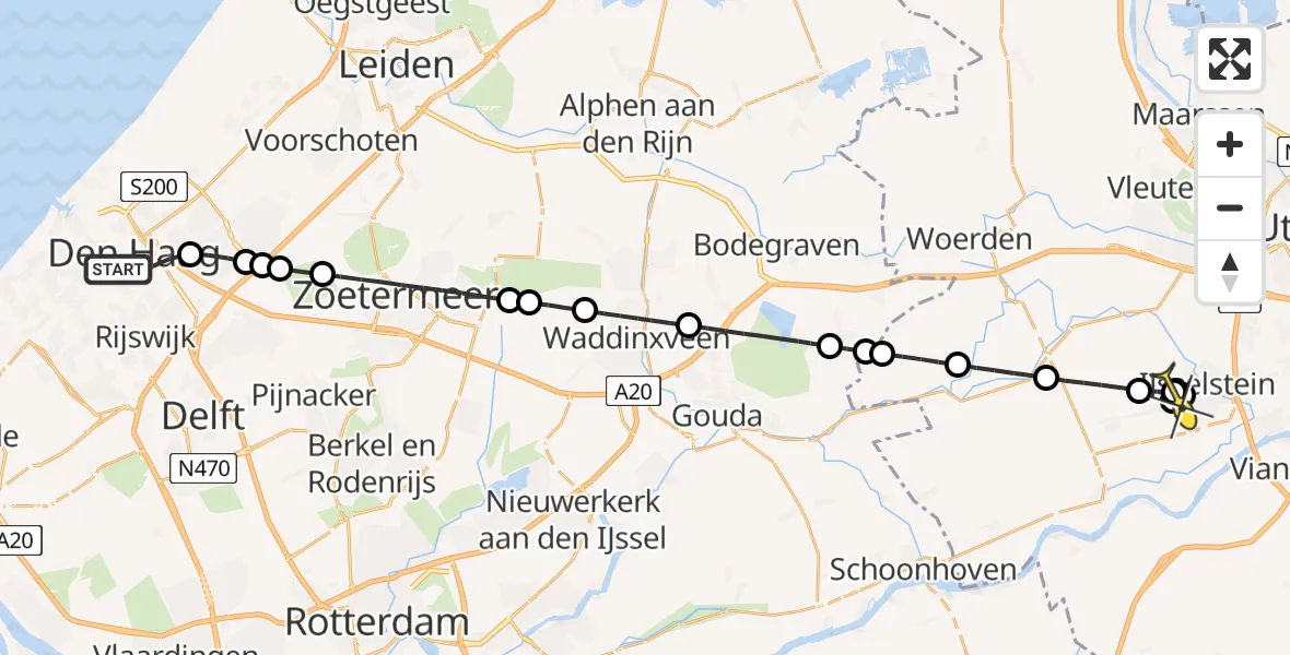 Routekaart van de vlucht: Politieheli naar IJsselstein, Gerard Doustraat